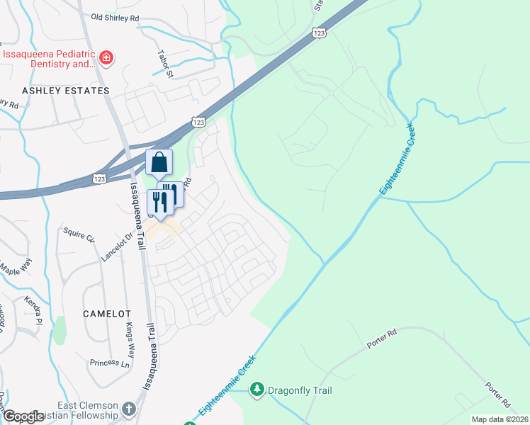 map of restaurants, bars, coffee shops, grocery stores, and more near 125 Heritage Riverwood Drive in Central