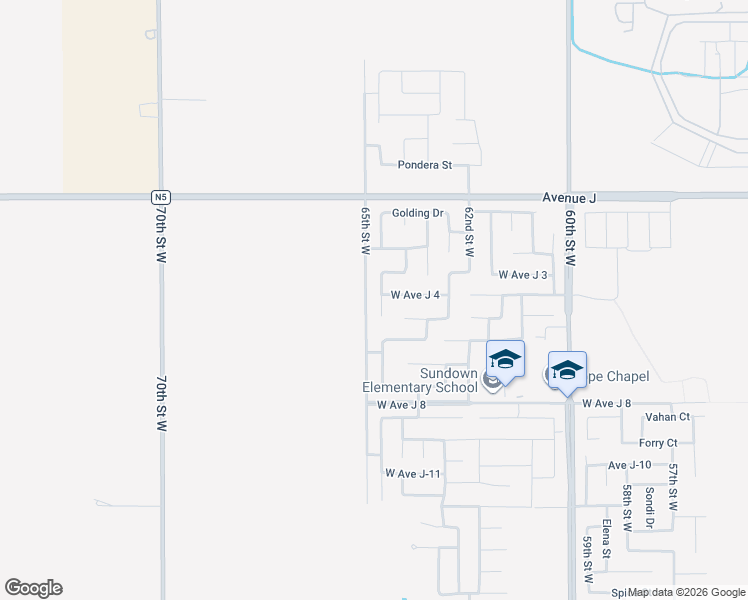 map of restaurants, bars, coffee shops, grocery stores, and more near 2021 West Avenue J5 in Lancaster