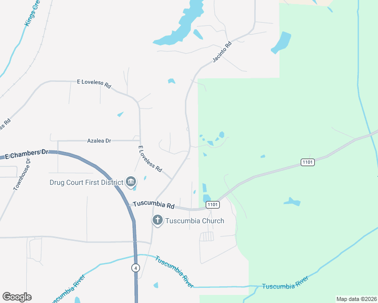map of restaurants, bars, coffee shops, grocery stores, and more near 2329 Jacinto Road in Booneville