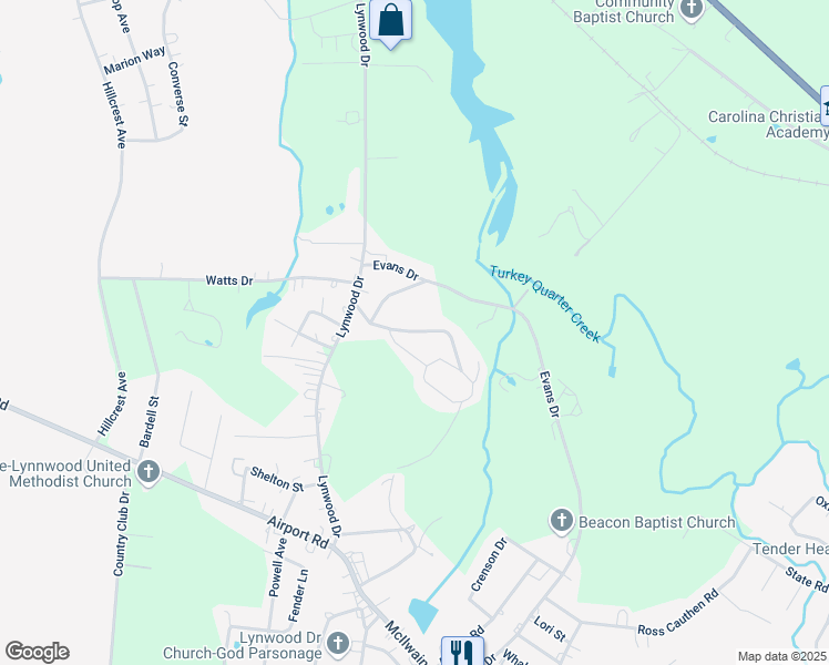 map of restaurants, bars, coffee shops, grocery stores, and more near 1703 Old Lynwood Circle in Lancaster