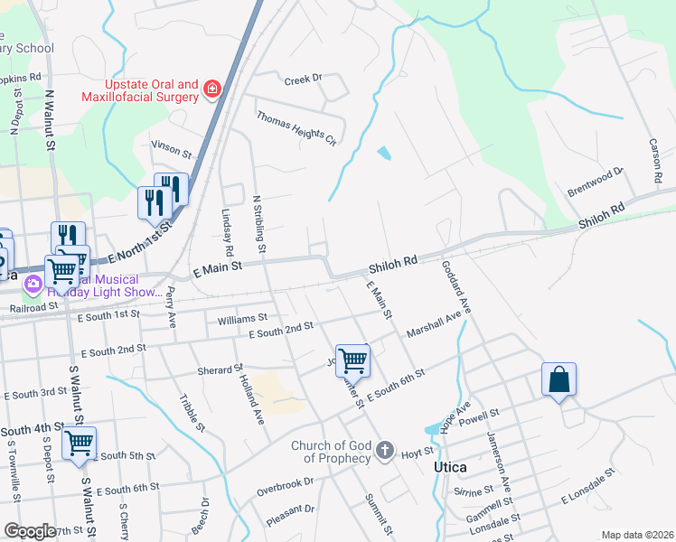 map of restaurants, bars, coffee shops, grocery stores, and more near 937a East Main Street in Seneca