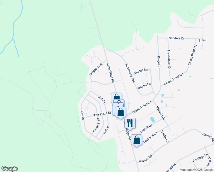 map of restaurants, bars, coffee shops, grocery stores, and more near 305 Timber Ridge Drive in Hubert