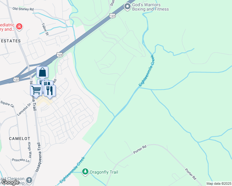 map of restaurants, bars, coffee shops, grocery stores, and more near in Clemson