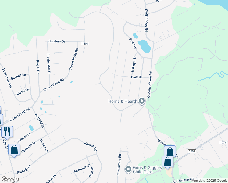 map of restaurants, bars, coffee shops, grocery stores, and more near 213 South Winchester Lane in Hubert