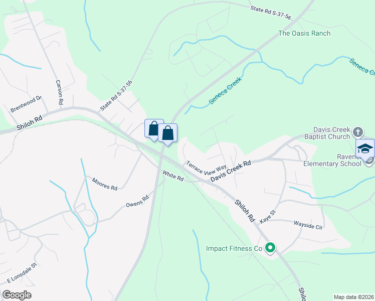 map of restaurants, bars, coffee shops, grocery stores, and more near 116 Shadowood Court in Seneca