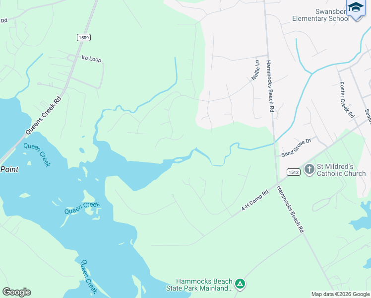 map of restaurants, bars, coffee shops, grocery stores, and more near 409 Salt Creek Road in Swansboro