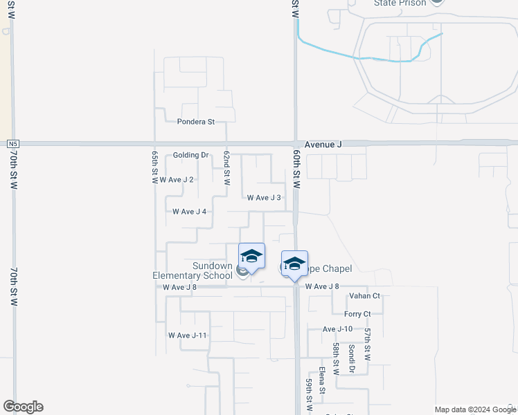 map of restaurants, bars, coffee shops, grocery stores, and more near 6103 West Avenue J 4 in Lancaster
