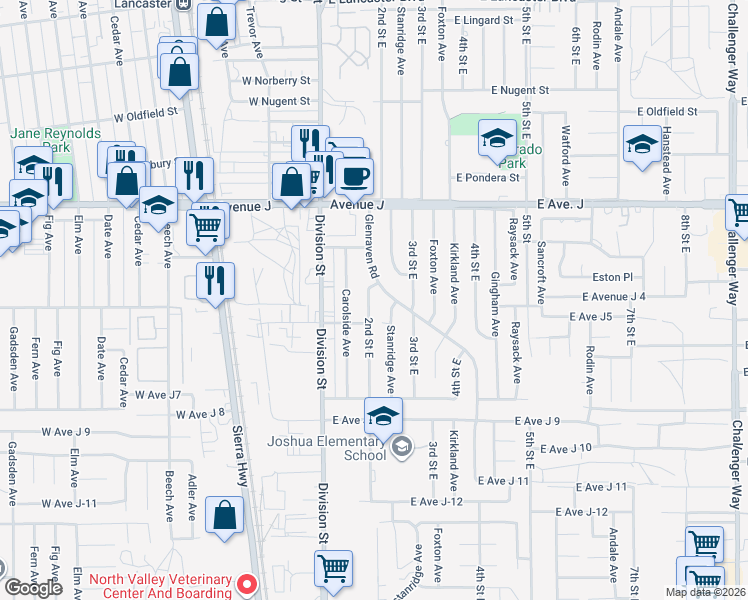 map of restaurants, bars, coffee shops, grocery stores, and more near in Hi Vista