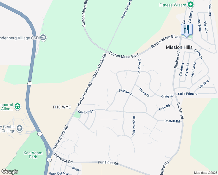 map of restaurants, bars, coffee shops, grocery stores, and more near 3194 Manley Drive in Lompoc