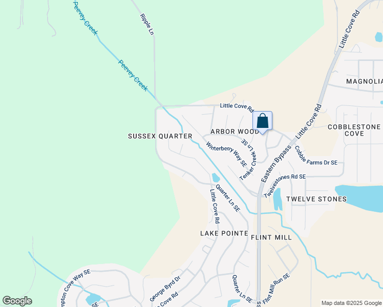 map of restaurants, bars, coffee shops, grocery stores, and more near 2818 Willowick Tr Southeast in Owens Cross Roads