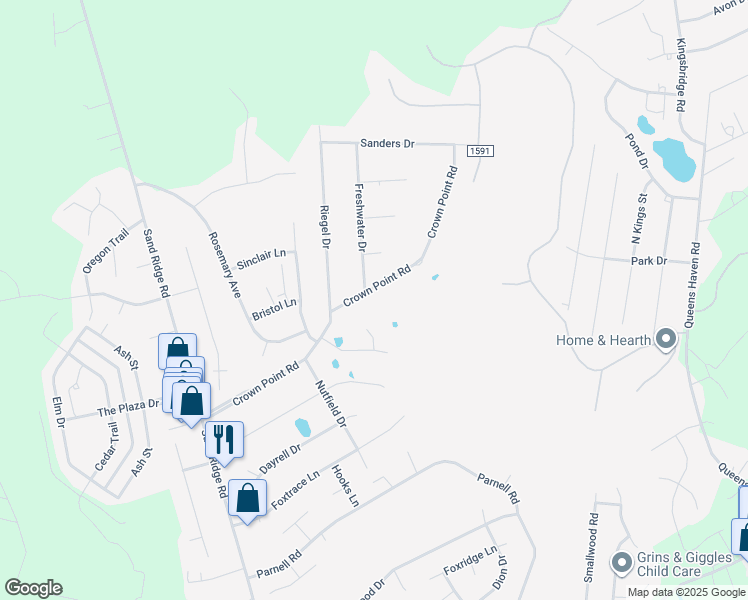 map of restaurants, bars, coffee shops, grocery stores, and more near 24 Crown Point Road in Hubert
