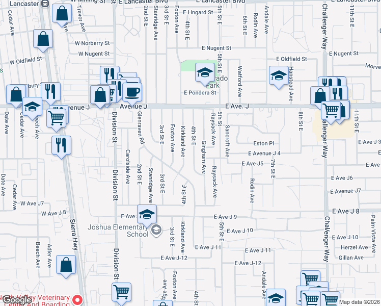 map of restaurants, bars, coffee shops, grocery stores, and more near in Hi Vista