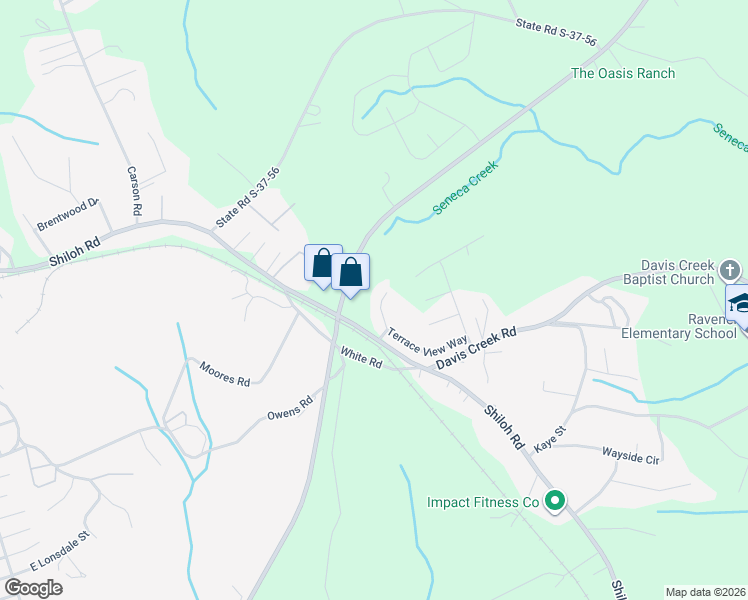 map of restaurants, bars, coffee shops, grocery stores, and more near 116 Shadowood Court in Seneca