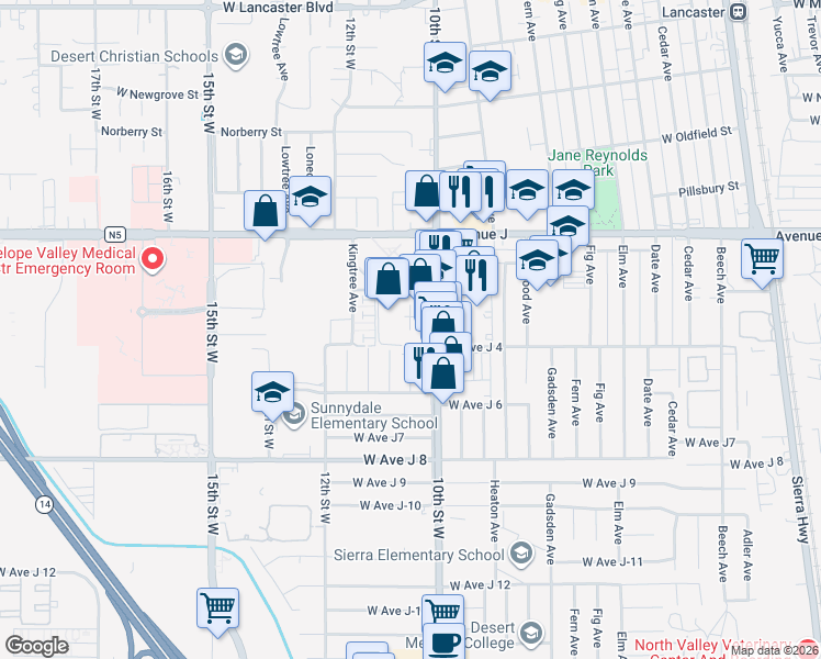 map of restaurants, bars, coffee shops, grocery stores, and more near in Lancaster