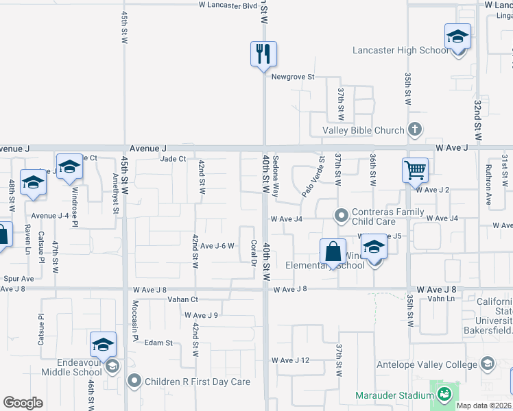 map of restaurants, bars, coffee shops, grocery stores, and more near 4008 Dee Dee Court in Lancaster