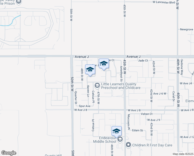 map of restaurants, bars, coffee shops, grocery stores, and more near 4712 West Avenue J3 in Lancaster