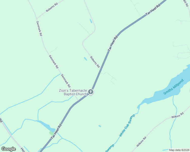 map of restaurants, bars, coffee shops, grocery stores, and more near 3736 Tarheel Road in Lumberton