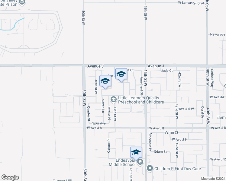 map of restaurants, bars, coffee shops, grocery stores, and more near 4712 West Avenue J3 in Lancaster
