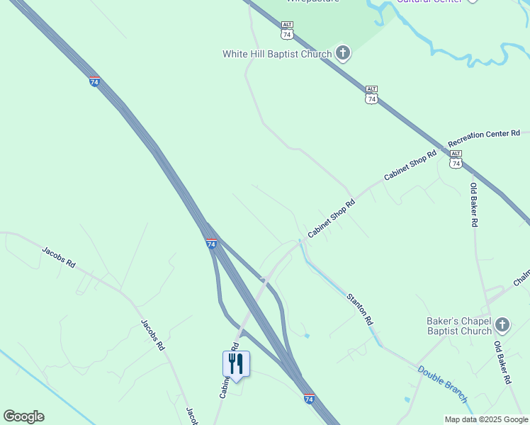 map of restaurants, bars, coffee shops, grocery stores, and more near 118 Ardell Road in Maxton