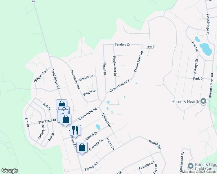 map of restaurants, bars, coffee shops, grocery stores, and more near 94 Riegel Drive in Hubert