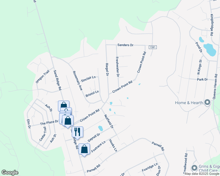 map of restaurants, bars, coffee shops, grocery stores, and more near 94 Riegel Drive in Hubert