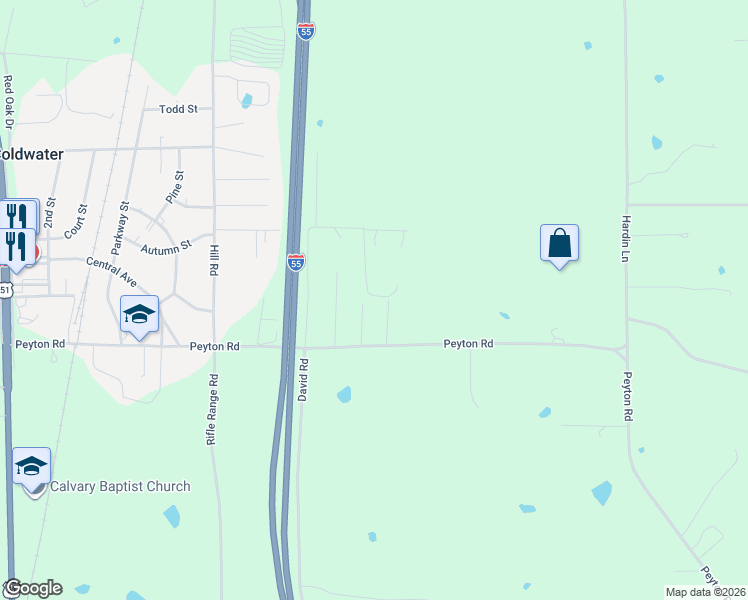 map of restaurants, bars, coffee shops, grocery stores, and more near 69 Sandridge Road in Coldwater