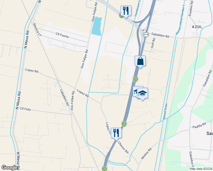map of restaurants, bars, coffee shops, grocery stores, and more near 201 Susan Avenue in Belen