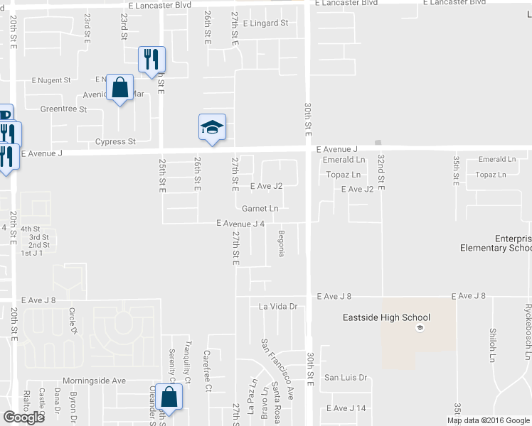 map of restaurants, bars, coffee shops, grocery stores, and more near 2756 Garnet Lane in Lancaster