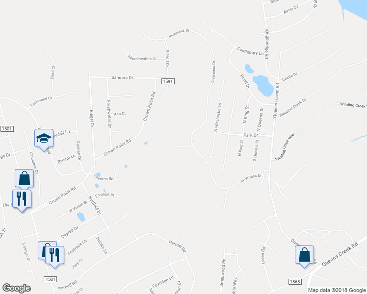 map of restaurants, bars, coffee shops, grocery stores, and more near 305 Moray Court in Hubert