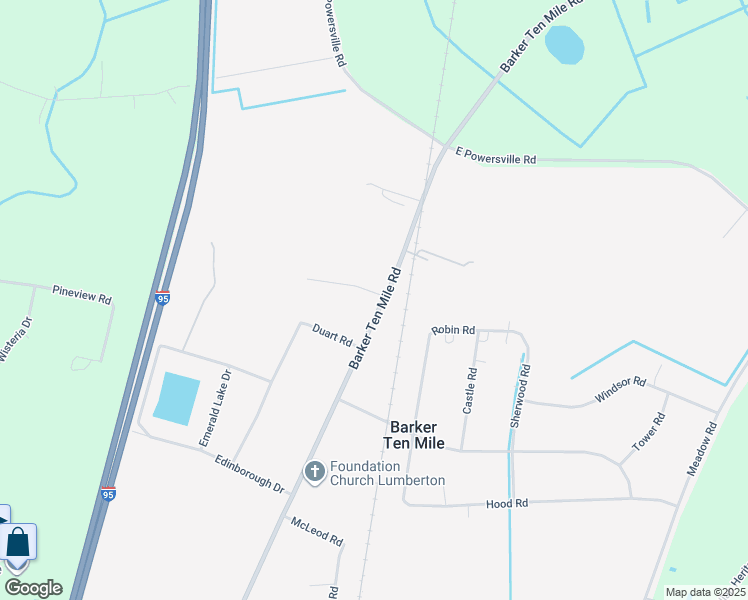 map of restaurants, bars, coffee shops, grocery stores, and more near 809 B T Road in Lumberton