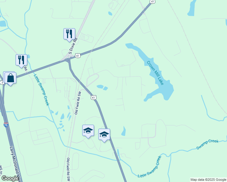 map of restaurants, bars, coffee shops, grocery stores, and more near 209 Trade Way in Dalton