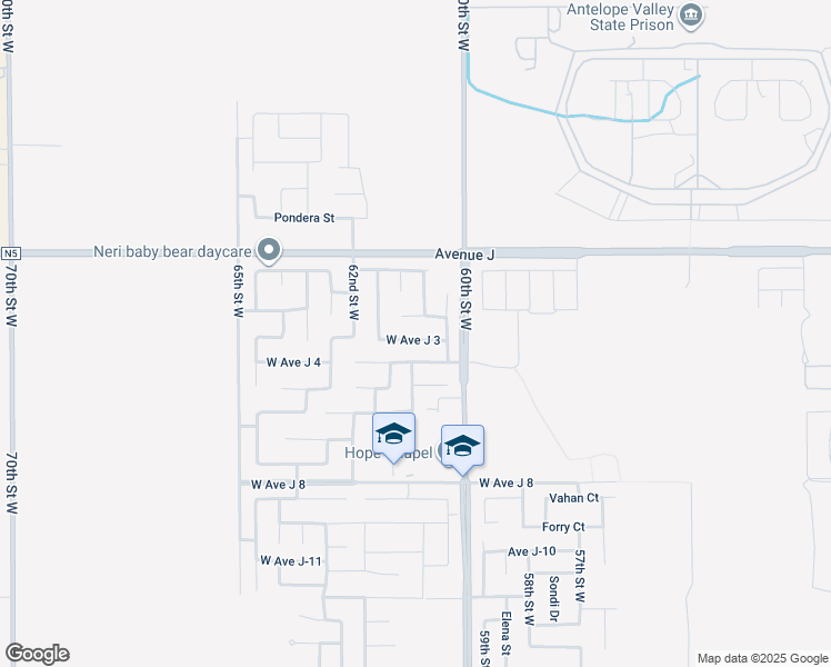 map of restaurants, bars, coffee shops, grocery stores, and more near 6045 West Avenue J 3 in Lancaster