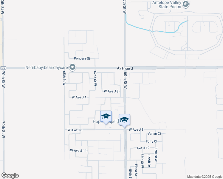 map of restaurants, bars, coffee shops, grocery stores, and more near 6045 West Avenue J 3 in Lancaster