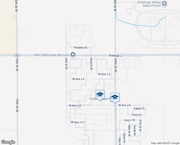 map of restaurants, bars, coffee shops, grocery stores, and more near 44225 62nd Street West in Lancaster