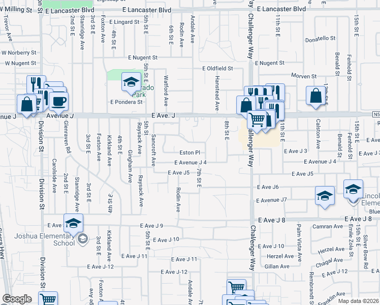 map of restaurants, bars, coffee shops, grocery stores, and more near 640 Woodington Drive in Lancaster
