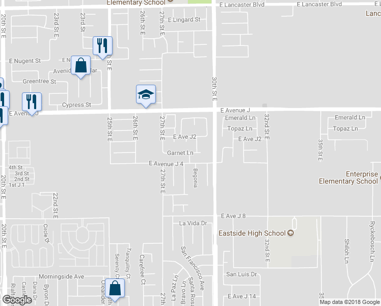 map of restaurants, bars, coffee shops, grocery stores, and more near 3017 Garnet Lane in Lancaster