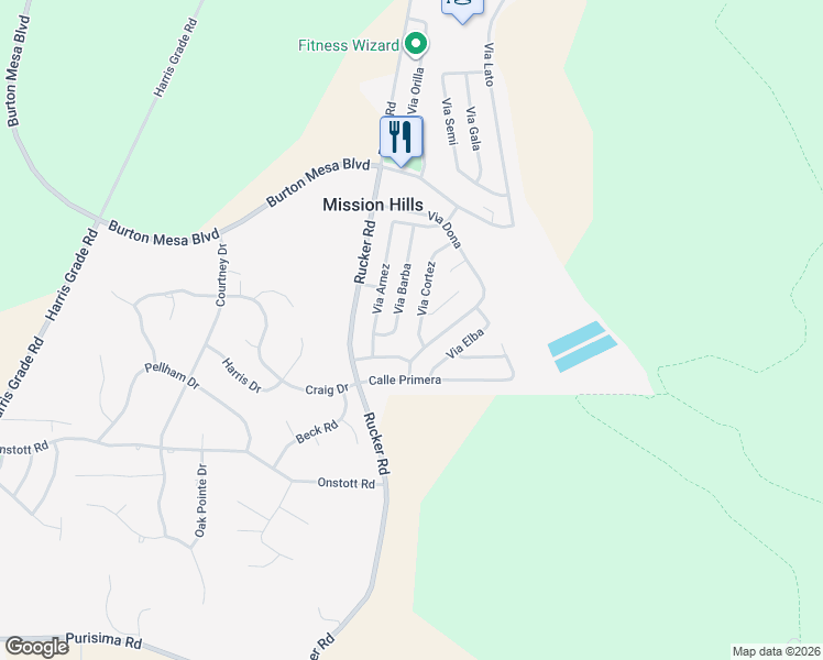 map of restaurants, bars, coffee shops, grocery stores, and more near 1509 Calle Miro in Lompoc