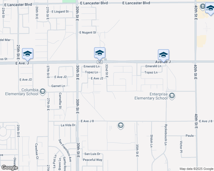 map of restaurants, bars, coffee shops, grocery stores, and more near 32nd Street East in Lancaster