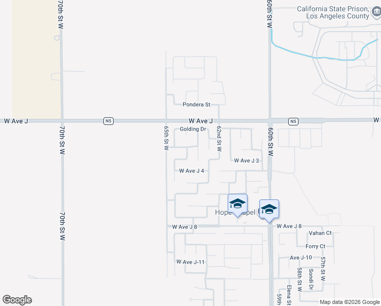 map of restaurants, bars, coffee shops, grocery stores, and more near 6319 West Avenue J 2 in Lancaster