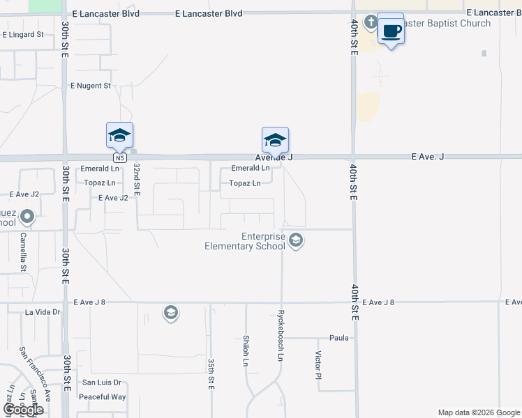 map of restaurants, bars, coffee shops, grocery stores, and more near 3625 Garnet Lane in Lancaster