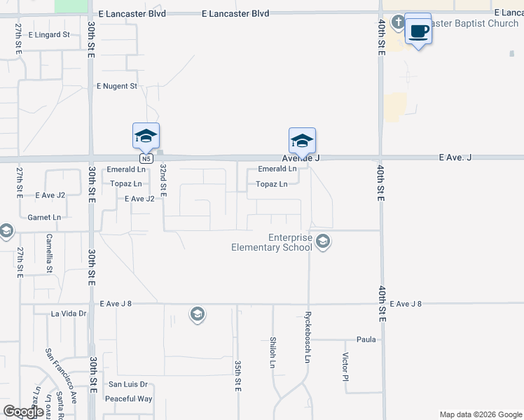map of restaurants, bars, coffee shops, grocery stores, and more near 3567 Garnet Lane in Lancaster