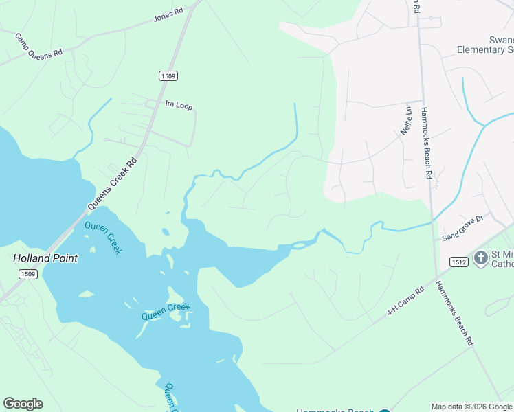 map of restaurants, bars, coffee shops, grocery stores, and more near Pine Bay Court in Swansboro