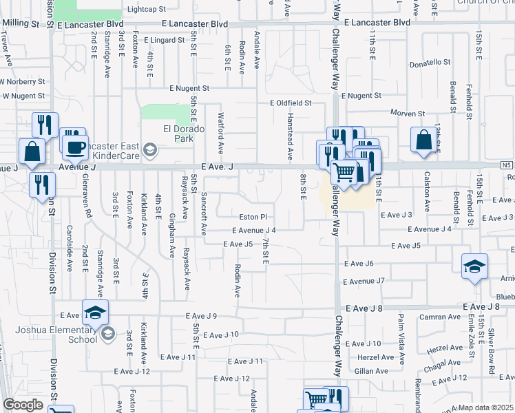 map of restaurants, bars, coffee shops, grocery stores, and more near 640 Woodington Drive in Lancaster