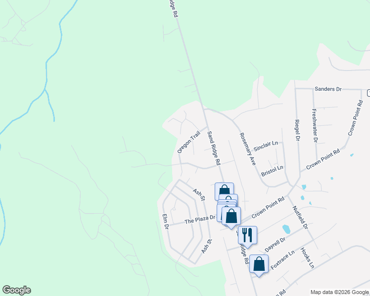 map of restaurants, bars, coffee shops, grocery stores, and more near 415 Oregon Trail in Hubert
