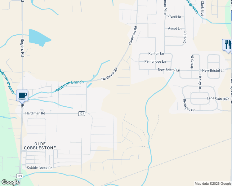 map of restaurants, bars, coffee shops, grocery stores, and more near 29410 Hardiman Road in Madison