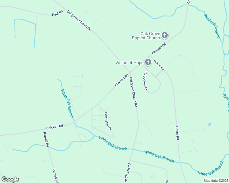 map of restaurants, bars, coffee shops, grocery stores, and more near 6326 Chicken Road in Lumberton