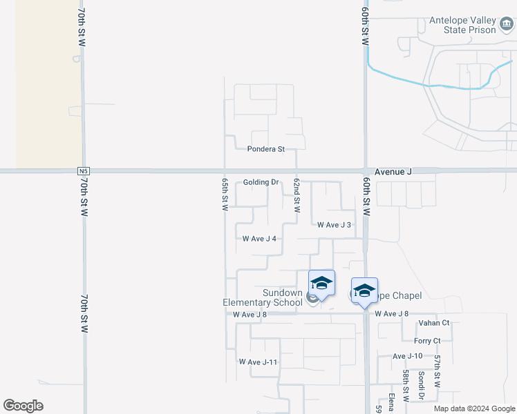 map of restaurants, bars, coffee shops, grocery stores, and more near 3238 West Avenue J2 in Lancaster