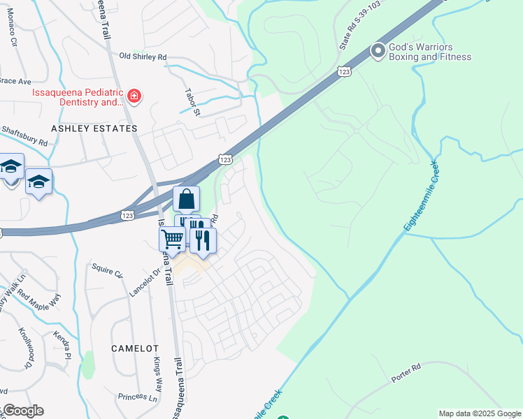 map of restaurants, bars, coffee shops, grocery stores, and more near 109 Heritage Riverwood Drive in Central