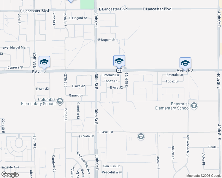 map of restaurants, bars, coffee shops, grocery stores, and more near 44255 Cajun Street in Lancaster