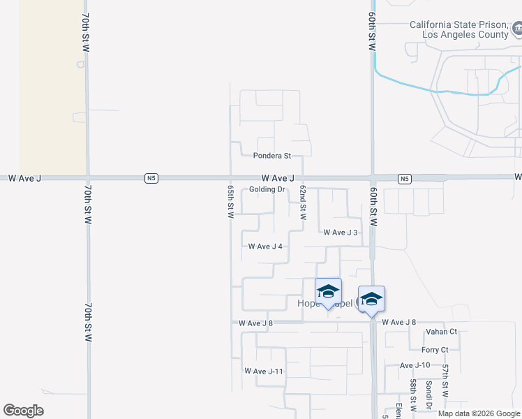 map of restaurants, bars, coffee shops, grocery stores, and more near 6319 West Avenue J 2 in Lancaster